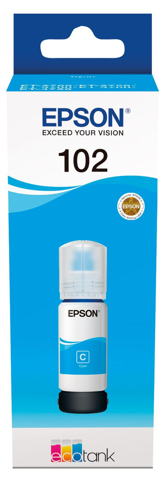 Epson Original Ink Tank 102 Inkt - 70 ml - Cyan