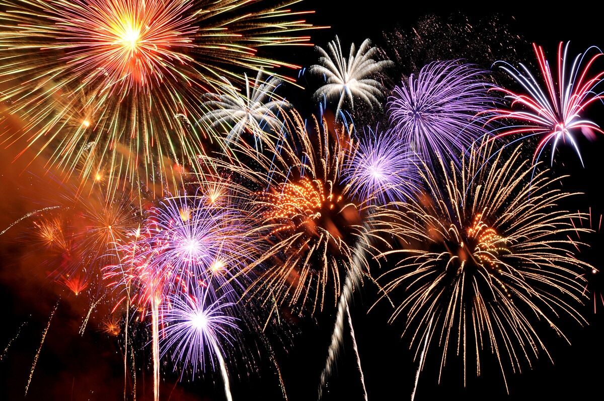 Fototapete PAPERMOON "Berstendes Feuerwerk", bunt, B:3m L:2,2m, Vlies, Tapeten, Fototapete bunt B/L: 3m x 2,2m, Rollen: 1