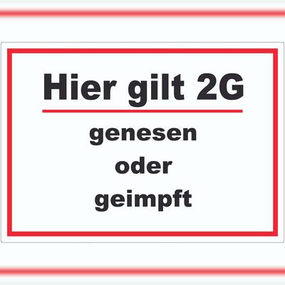 HB-Druck Hier gilt 2G Hinweis Aufkleber mit Text A9 (37x52mm)