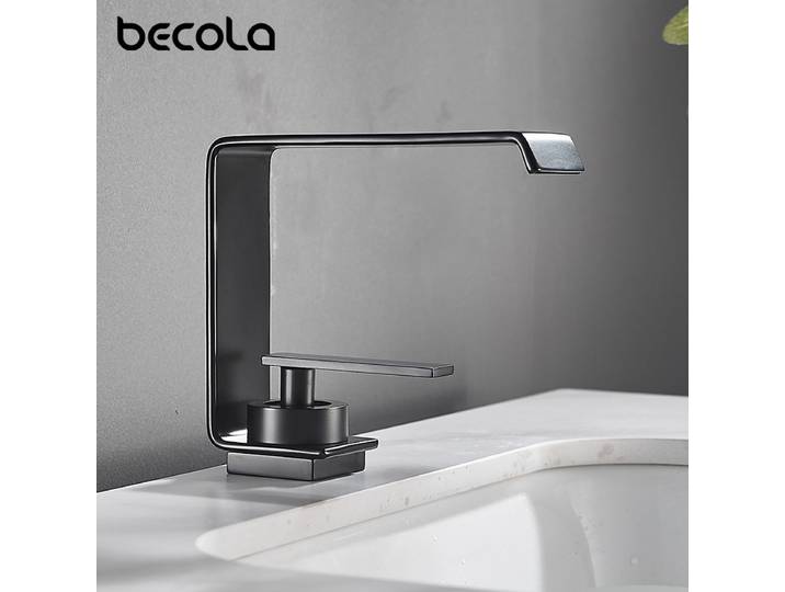 BECOLA-Robinet de Lavabo en Laiton à Poignée Unique, Cascade, Centre Commercial, Eau Chaude et Froide, F/05 et Robinets Courts