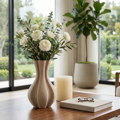 Sagebrook Home Stoneware Vase Sculptural Curved Fluid Form Artistic Modern