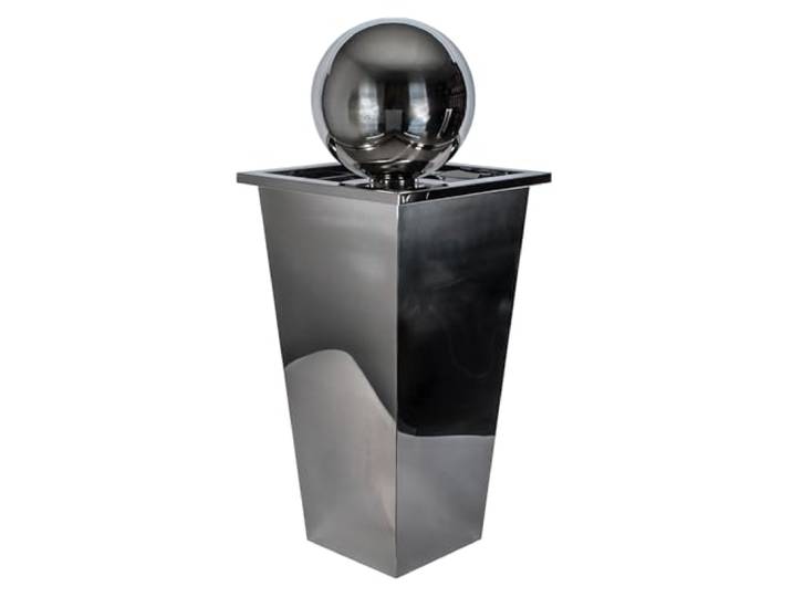 Köhko® Springbrunnen mit LED-Beleuchtung in eckigen Edelstahlbecken hochglanzpoliert 21016 Gartenbrunnen aus Edelstahl