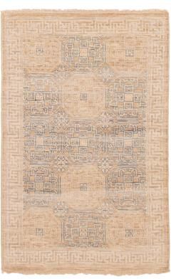 "ECARPETGALLERY Hand-knotted Mamluk Tan Wool Rug - 4' x 6' 1"""