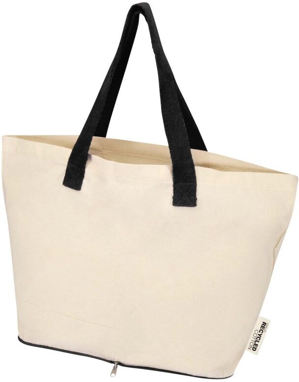 Sac shopping pliable publicitaire en coton recyclé GRS 12 L Sierra naturel