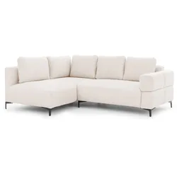 ECKSOFA Cardea in Bubble-Optik aus weichem Creme Strukturstoff mit hohem Sitzkomfort - Ottomane links