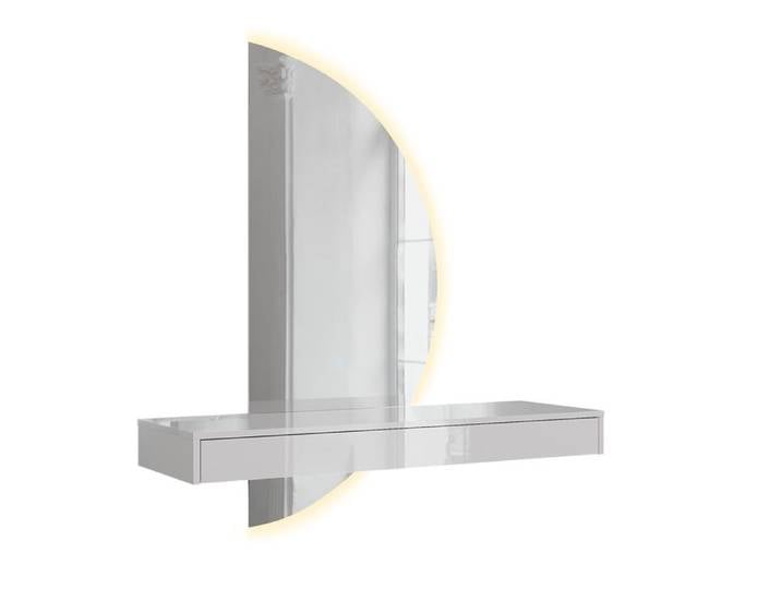 Coiffeuse Sherry 120cm avec miroir LED à droite Blanc Haute brillance Vicco 61309