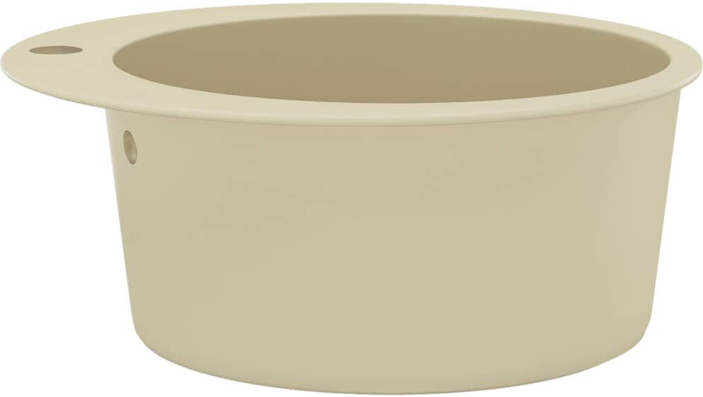 Belfry Kitchen Zadie Granite Kitchen Sink Single Basin Round Beige 505mm L