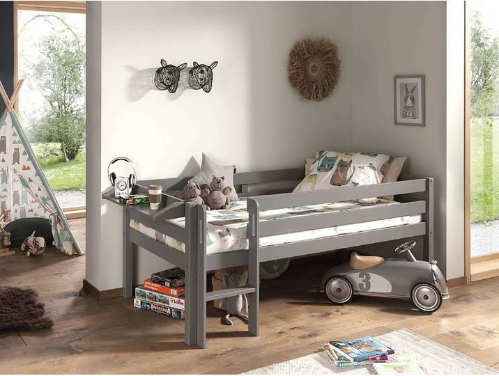 Lit banquette avec étagère 90 x 200cm Gris/Gris Avec échelle