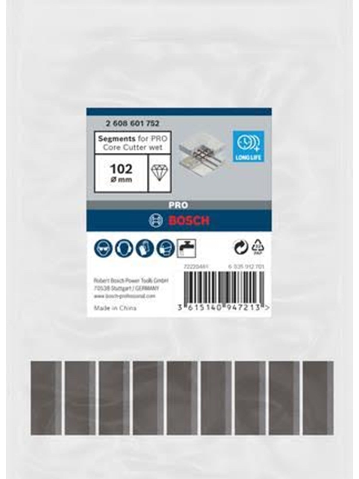 Bosch Standard for Concrete core cutter segment - 9 pieces