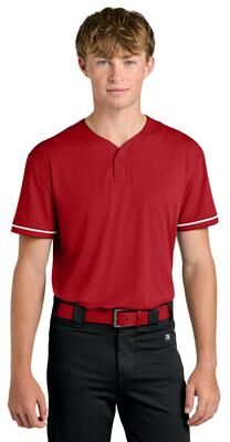 Richardson RA7910 Athletic Select 2-Button Baseball Jersey T-Shirt in Red size Large   Polyester Blend