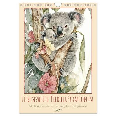 Liebenswerte Tierillustrationen (Wandkalender 2027 DIN A4 hoch), CALVENDO Monatskalender
