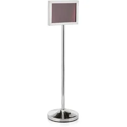 WAS Germany - Info-Ständer, 109 cm, DIN A4 Format quer, silberfarben, Chromnickelstahl