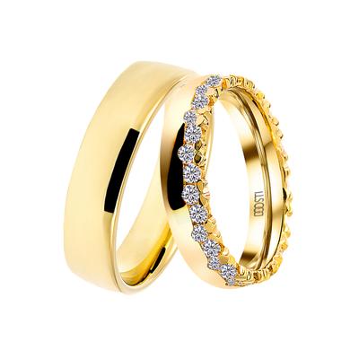 Trauring DOOSTI "Schmuck Geschenk Silber 925 Trauring Ehering Partnerring LIEBE" Gr. 50, gold (gelbgoldfarben), Fingerringe, Damen, 50,mit Zirkonia, Silber 925 (Sterlingsilber), 5mm, Trauring, wahlweise mit oder ohne Zirkonia