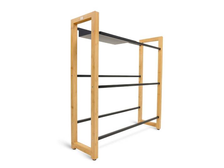 holz4home® Kastenständer Getränkekistenregal aus Bambus I Kistenregal Metallstreben Schwarz, inkl. Metallablage