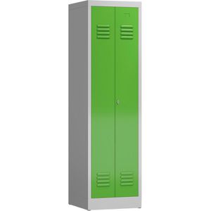 ClassiX Spind X-510405, Doppelspind, grün, 2 Abteile, mit Drehriegelschloss, 50 x 180 cm