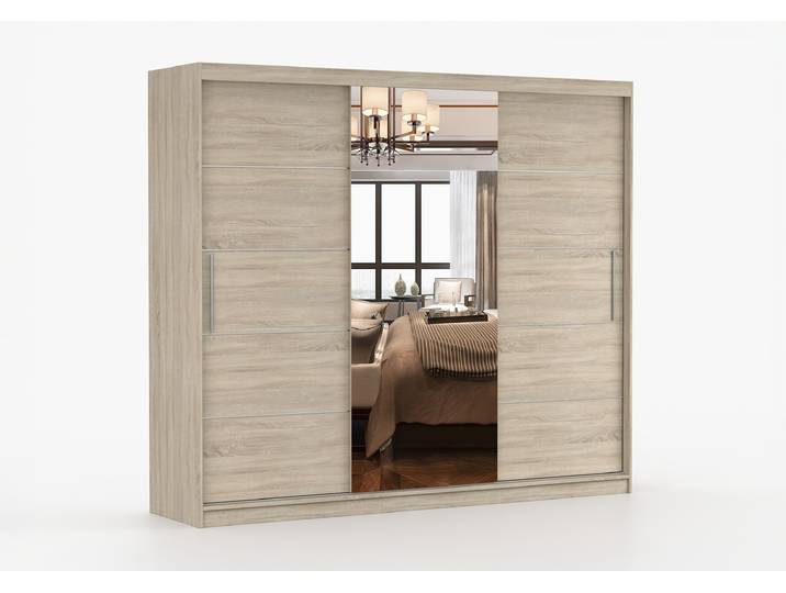 Schwebetürenschrank ALBA I 250 cm Sonoma Eiche Sonoma Eiche + Spiegel Ohne LED-Beleuchtung