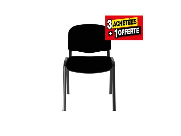 Chaise de réunion et d’accueil First - Tissu Noir - Lot de 3 + 1 OFFERT