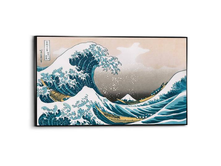 Wandbild REINDERS Hokusai Grosse Welle , blau (farbe bild(er): blau), B:118cm H:70cm T:3,7cm, Bilder, Wandbild, Home Office - Blau - MDF - Berühmte Künstler - 118x70 cm