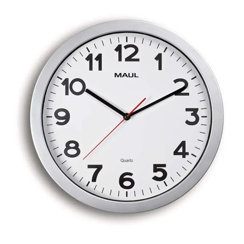 Maul Wanduhr MAULstep, 35 cm, Quarzuhr, inkl. Batt., silber