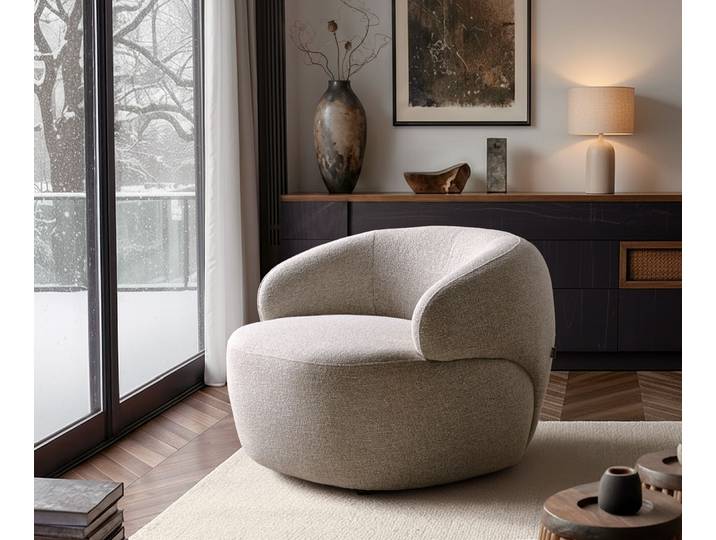 Fauteuil lounge Nova 88 x 88 cm Tissu tissé Soft Beige