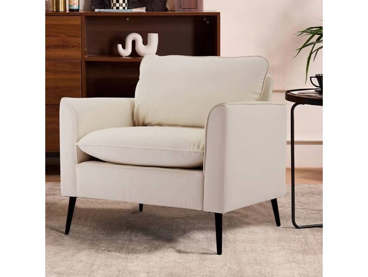 Fauteuil en simili cuir avec coussins tête et lombaires style nordique blanc