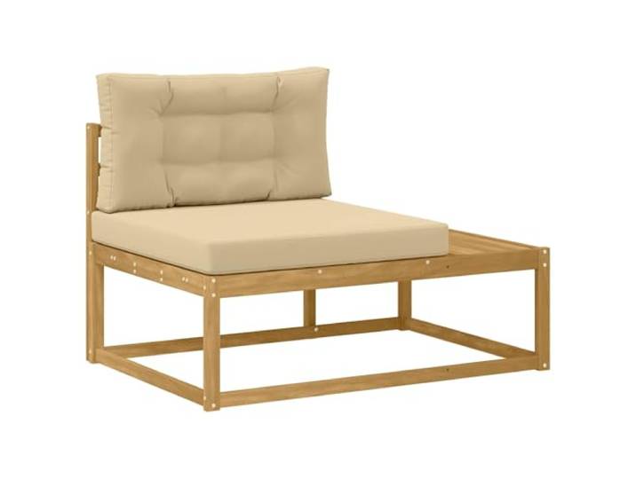 KTHLBRH Sofa-Set, 5-teilig, Weiß, Polyester Akazienholz, Lattendesign, witterungsbeständig, 4-Sitzer, einfache Montage