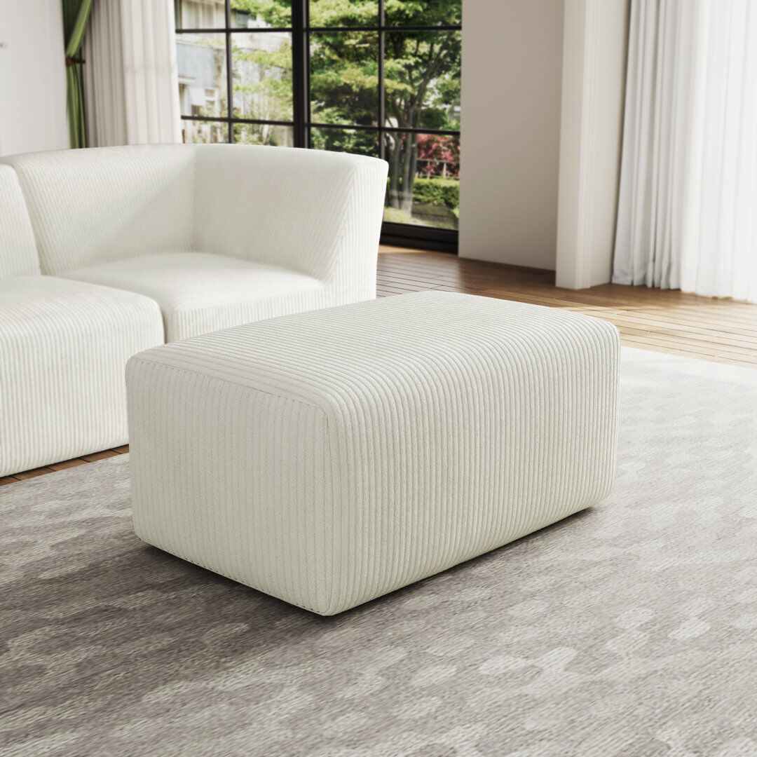 Blue Elephant Berlare 90.9Cm Wide Rectangle Standard Ottoman Beige 46cm H X 90.9cm W X 59cm D