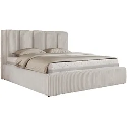 POLSTERBETT SAVINO CLASSIC 140/200 - Beige Cord - Schaum-Matratze