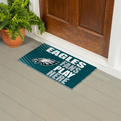 Evergreen "28 in. x 16 in. Philadelphia Eagles ""Fans Play Here"" PVC Door Mat"