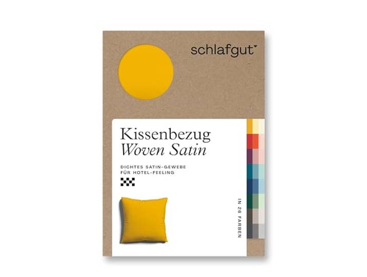schlafgut Woven Satin Kissenbezug 80x80cm Yellow Deep, Hotelqualität seidig