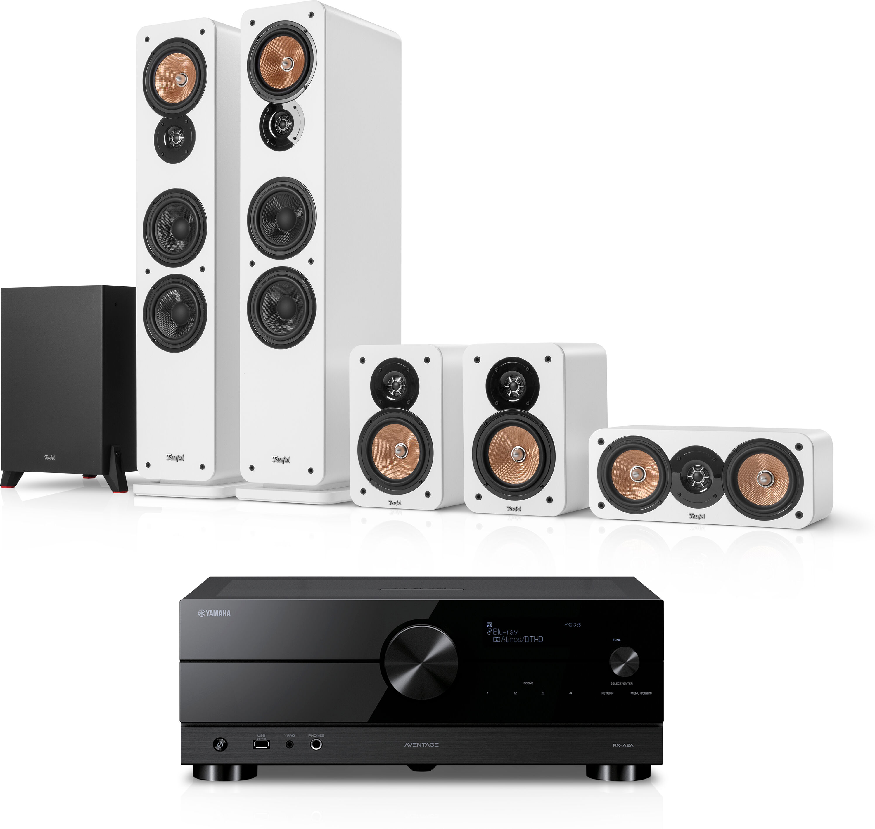 Teufel ULTIMA 40 Surround + Yamaha RX-A2A  Weiß