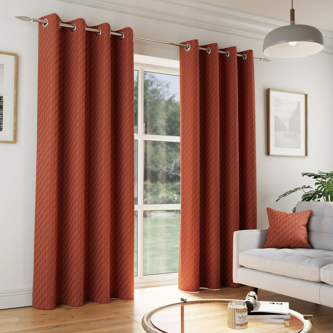 George Oliver Room Darkening Curtain Panel Pair Orange 229cm Width x 229cm Drop