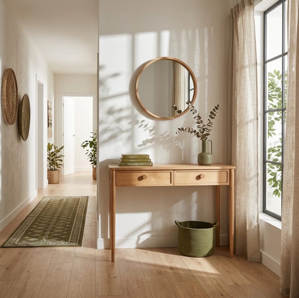 WOODEK Console en chêne et placage de chêne Beige 45x78x120cm