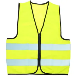 Kinderwarnweste mit Reissverschluss Grösse M (45x50cm) - Erhöht Sicherheit Schulweg & Ausflüge - Neongelb Reflektorstreifen, 100% Polyester waschbar