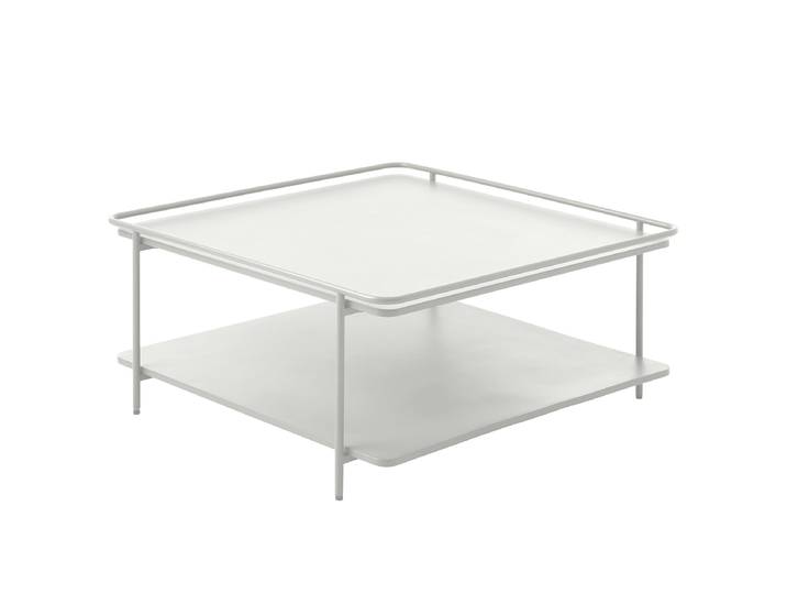 Table basse Dikan - Carrée 75 x 34 x 75cm Beige/Blanc