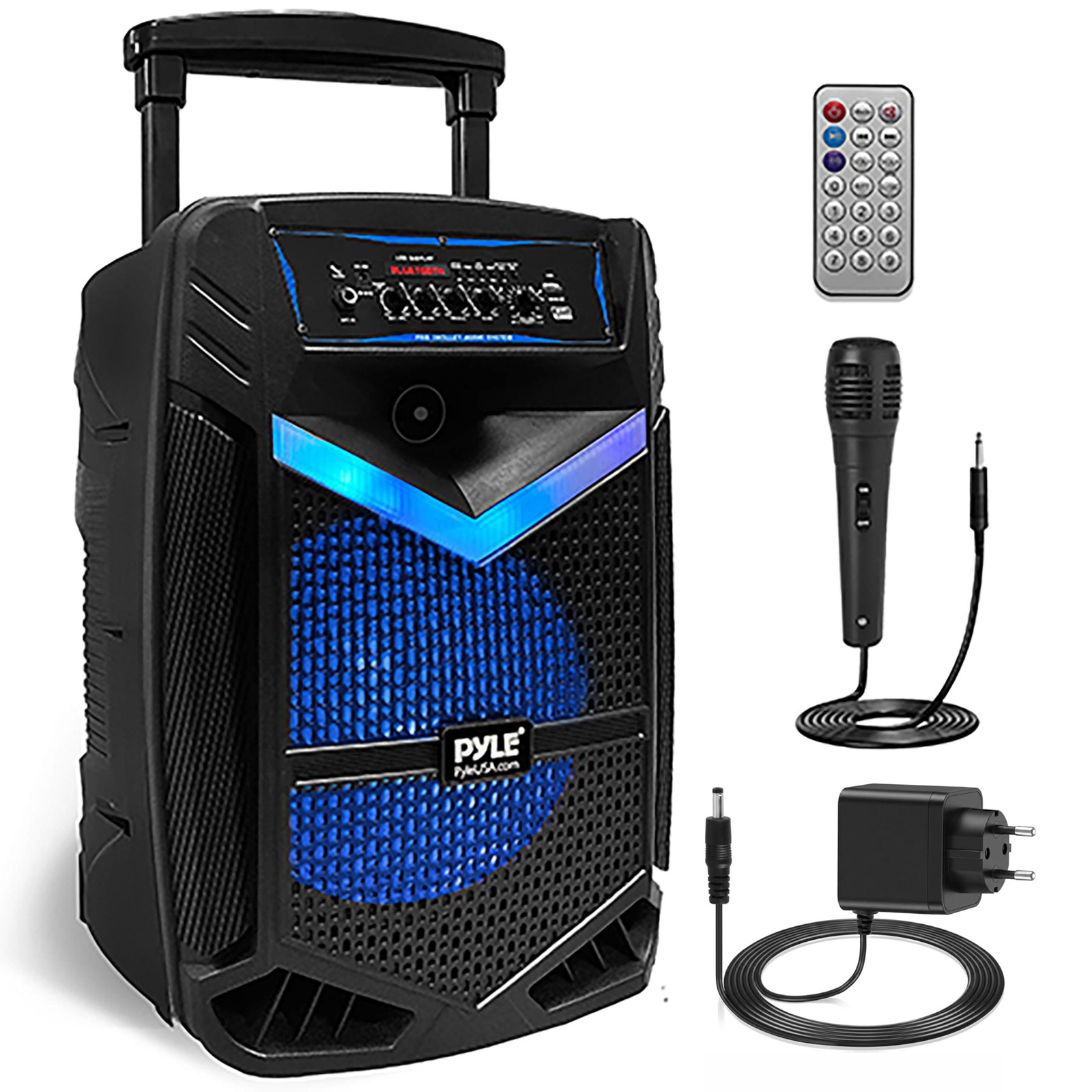Pyle Draagbare Bluetooth-luidspreker met 800 Watt, Microfoon, Afstandsbediening en Disco-effecten