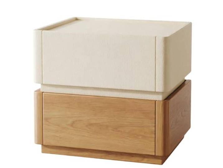 FZL02068LM Zimmer 2-stöckiger Nachttisch mit Zwei Schubladen Versenktes oberes Tablett for Schlafzimmer(Yellow,Mittel)