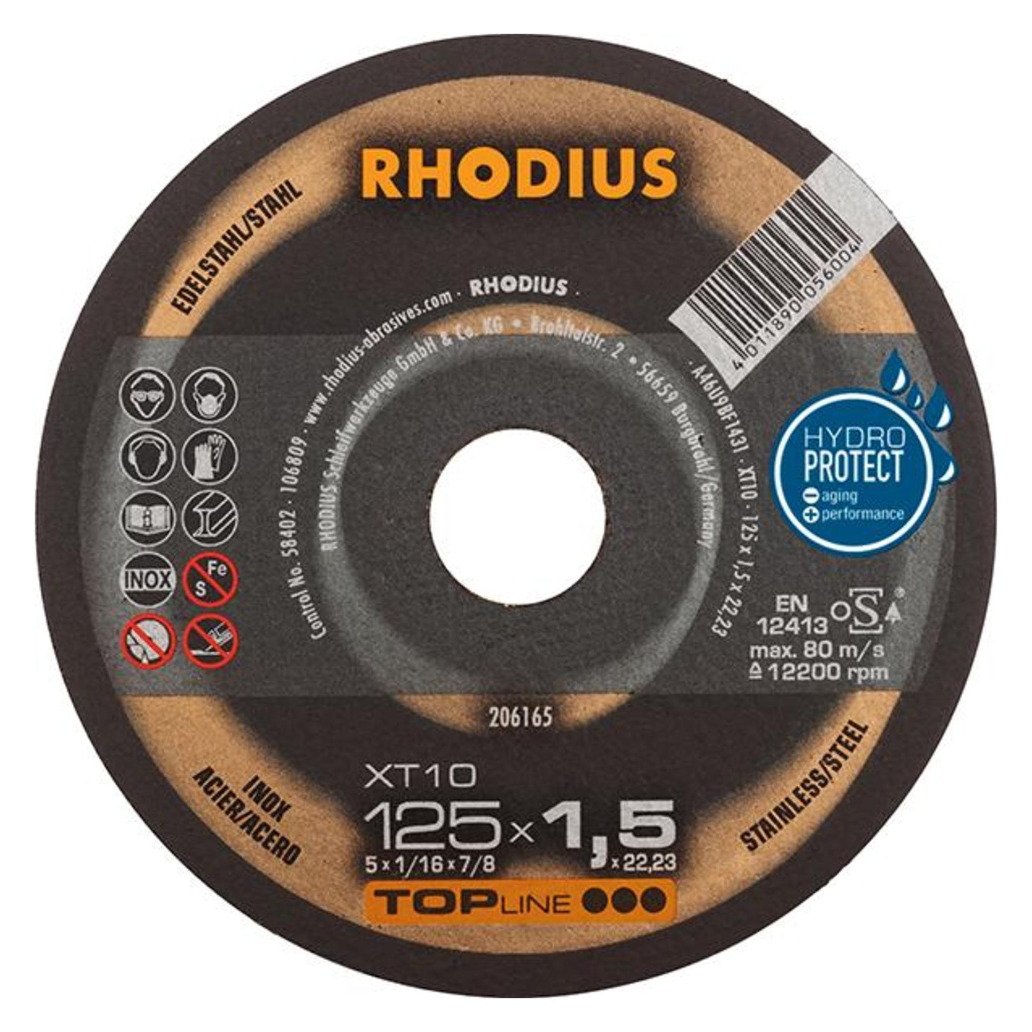 Rhodius Trennscheibe XT10 D125x1,5mm gerade INOX Bohrung 22,23 mm (206165)