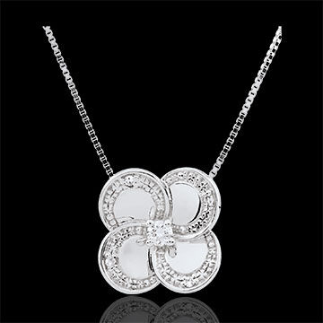 Edenly Collier BlÃ¼te - WeiÃŸer Klee - Gold und Diamanten