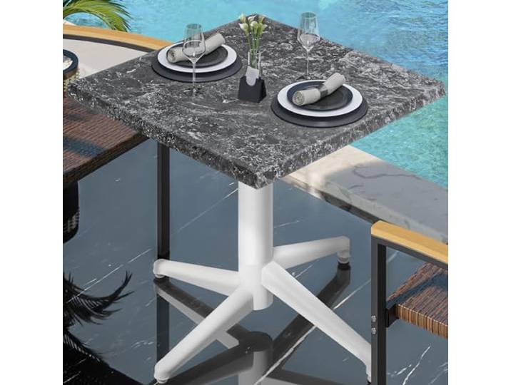 GGMMÖBEL WAP Bistro Außen Tisch B:T:H 60 x 60 x 74 cm Felsen/Weiß Quadratisch Bistro Tisch Gastro Tisch