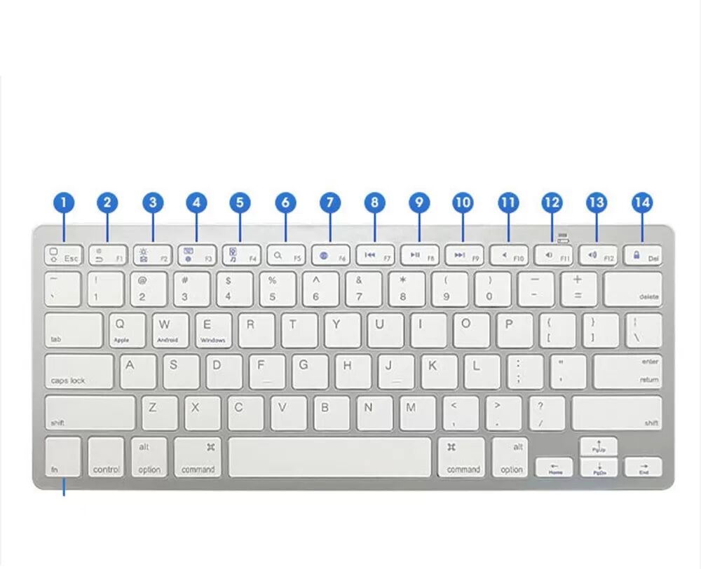 INF Schlanke Bluetooth-Tastatur: Tragbare kabellose Tastatur kompatibel mit Tablets und Smartphones Silber