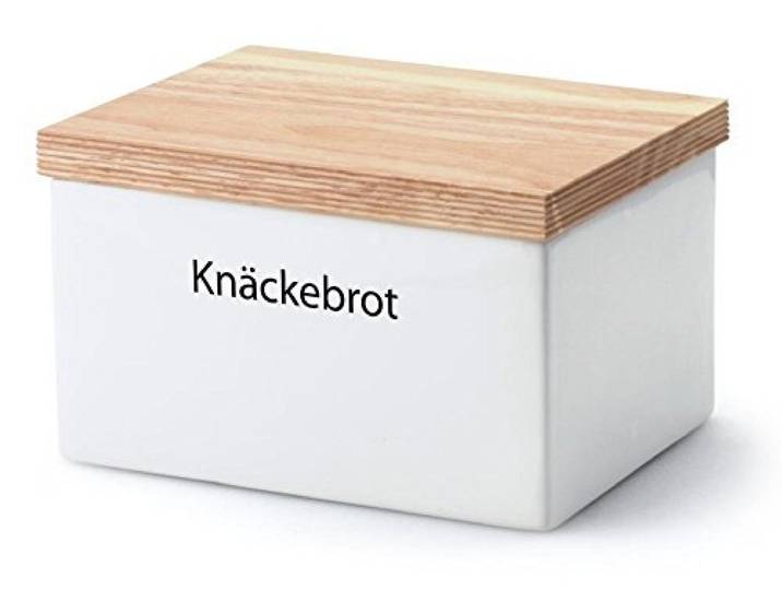 Continenta Knäckebrotdose, Knäckebrotbox, Vorratsdose für Knäckebrot mit Holzdeckel, mit Schrift: Knäckebrot, Größe: 17,5 x 13,5 x 11 cm