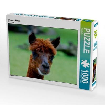 CALVENDO Puzzle Braunes Alpaka | 1000 Teile Lege-Größe 64x48cm Foto-Puzzle für glückliche Stunden