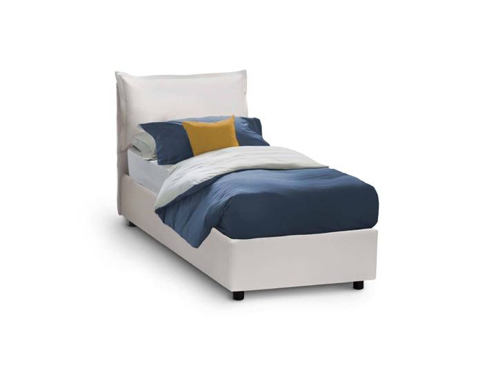 Lit simple en simili cuir blanc 90x190 cm