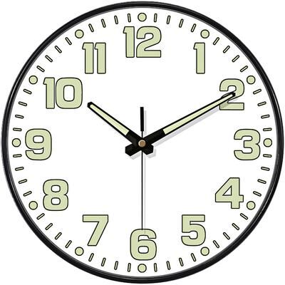 Daily Discovery Luminous Wall Clock Light Digital Quartz Silent Wall Clock For Bedroom Living Room Study white 10 Inch