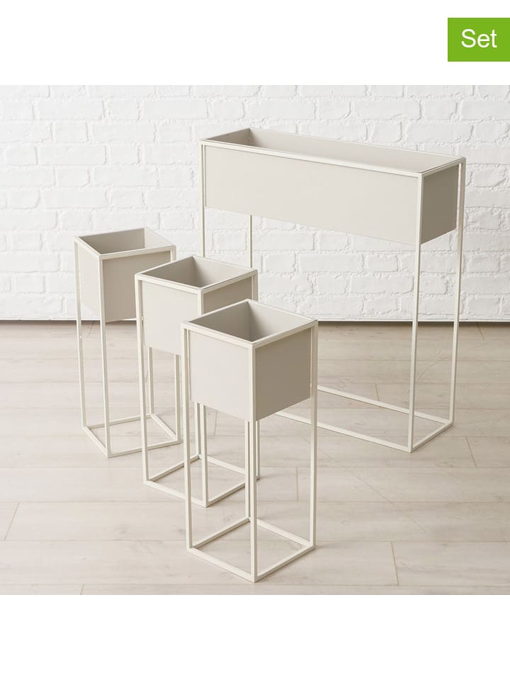 Boltze 4er-Set: Übertöpfe "Hola" in Creme - onesize
