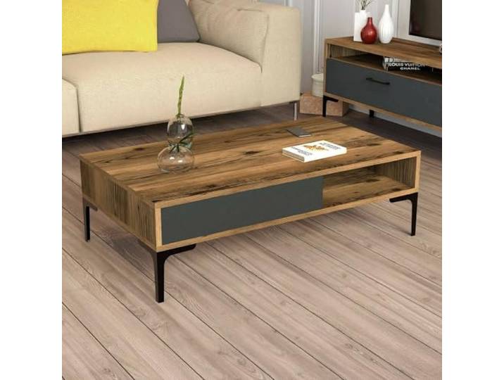 Dmora Couchtisch Diadem 105x60x32,6 cm Braun mit Ablage