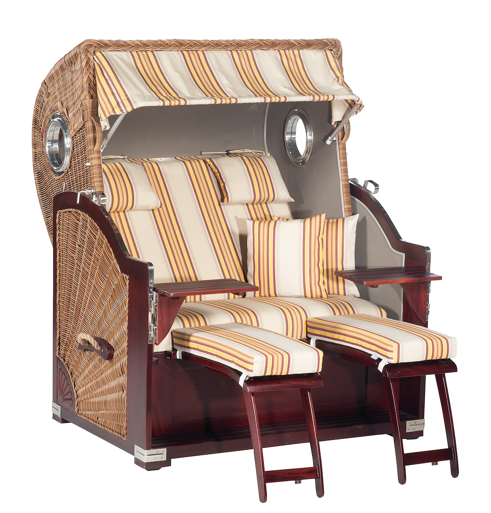 MUESING Strandkorb Rustikal 500 PLUS Comf.Bullaug.nat.-br.Stoff1159 16976963