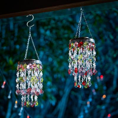 "Glitzhome 19""H Solar Lighted Patriotic Wind Chime Hanging Decor"