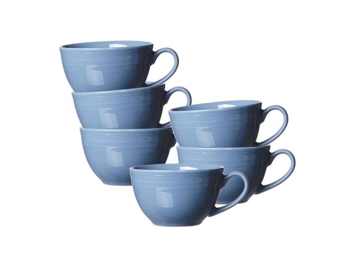 Ritzenhoff Breker Kaffeetassen Levi Blau 220 ml 6er Set, Keramik, 0.22 L, Rund, Geschirr, Tassen, Kaffeetassen